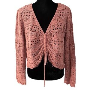 Lulu's Dusty Pink Crochet Sweater